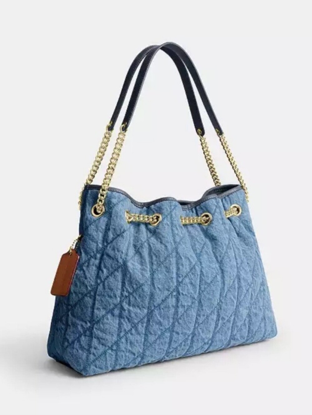 Coach Evelyn Shoulder BagIn Regenerative Cotton With Quilting Blue Denim Rare!! - Picture 5 of 7